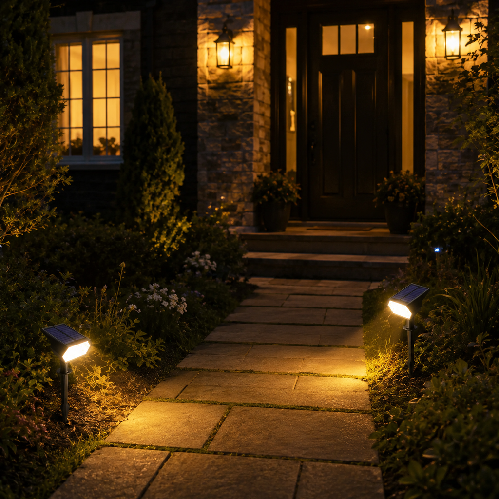 Single Solar Spotlight Outdoor Garden Ground Stake LED Path Light