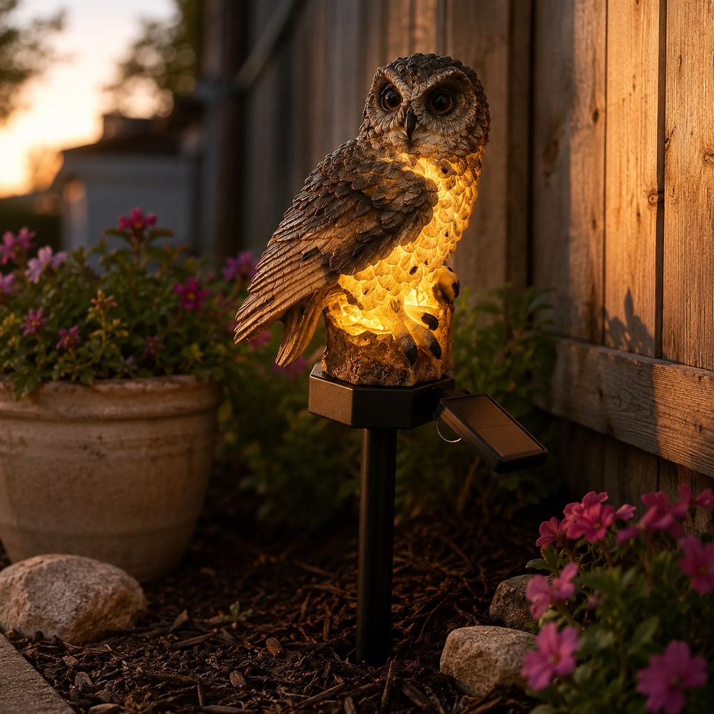 Waterproof Solar Owl Garden Light Outdoor Decorative Stake Lamp