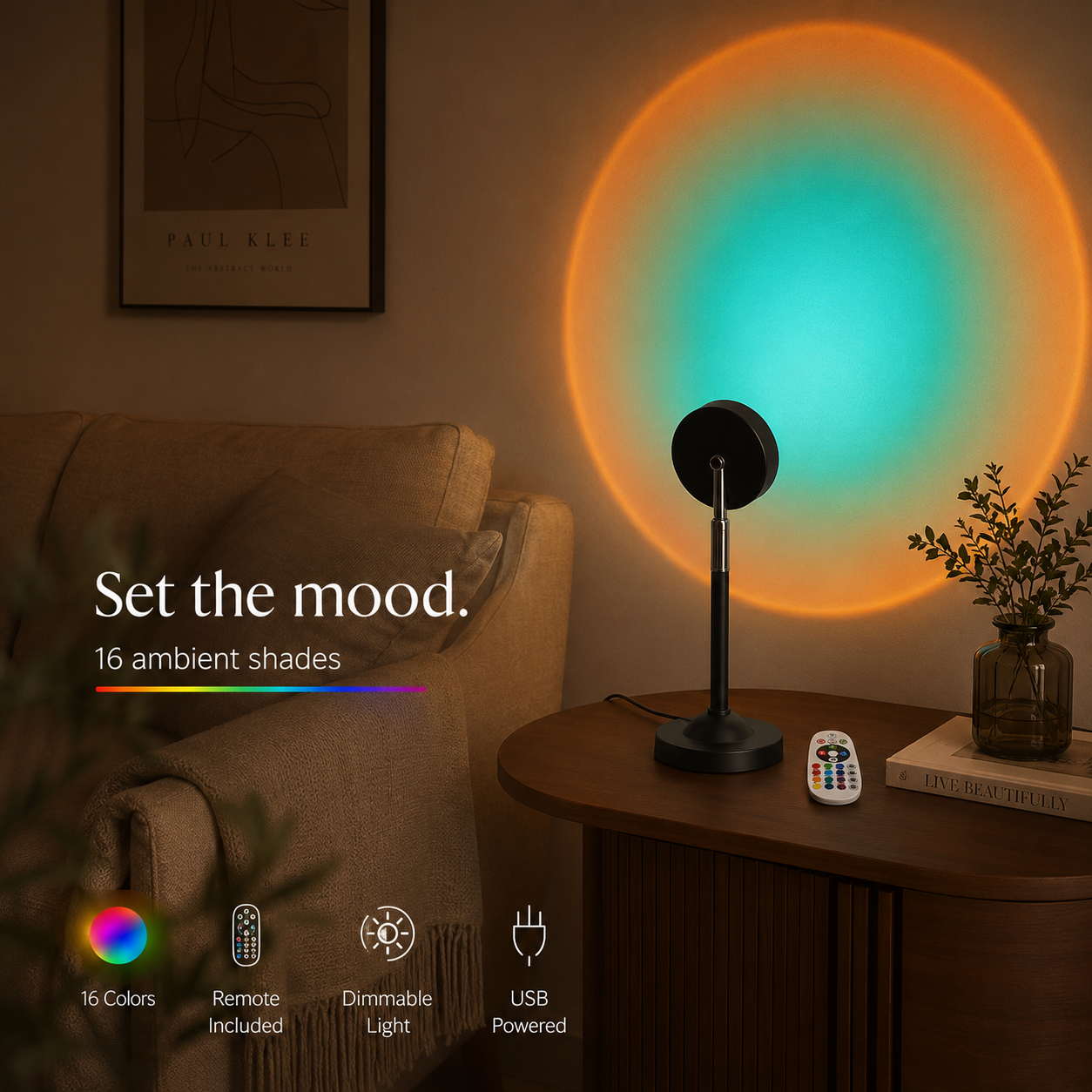 Sunset Projector Rainbow Lamp LED Room Atmosphere Night Light