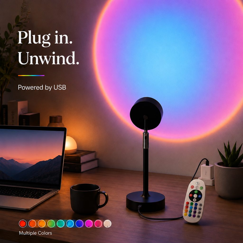 Sunset Projector Rainbow Lamp LED Room Atmosphere Night Light