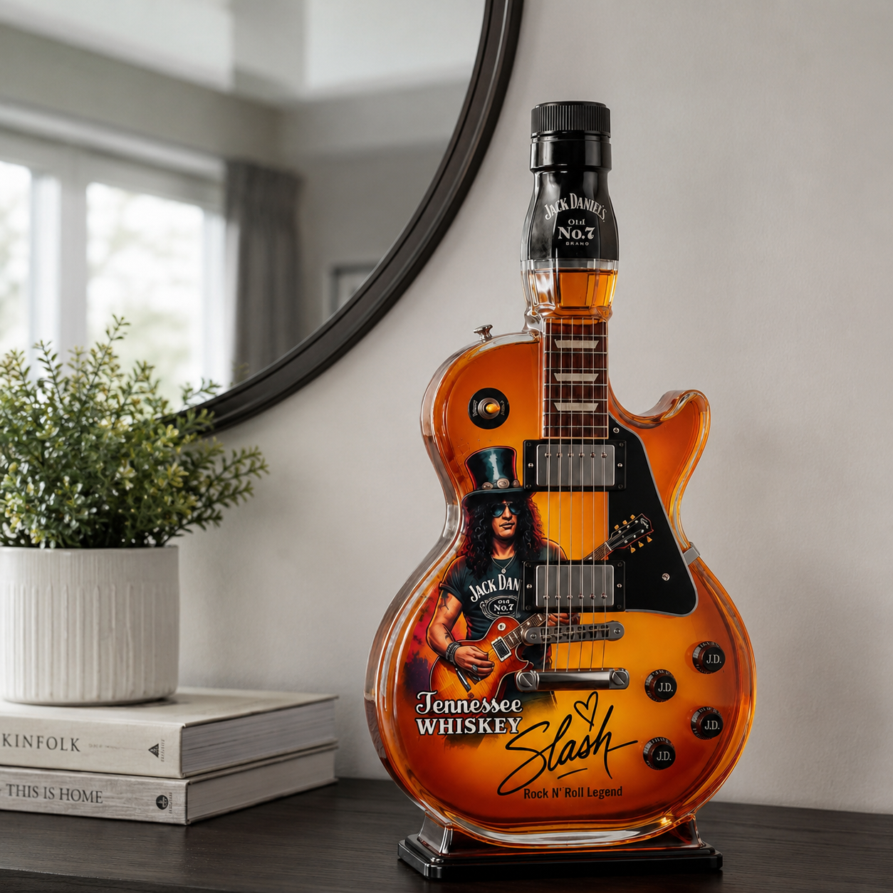 Guitar Decorative Bottle Vintage Sunburst Figurine Home Bar Decor Unique Gift Idea