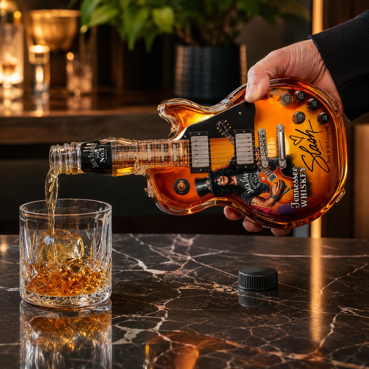 Guitar Decorative Bottle Vintage Sunburst Figurine Home Bar Decor Unique Gift Idea