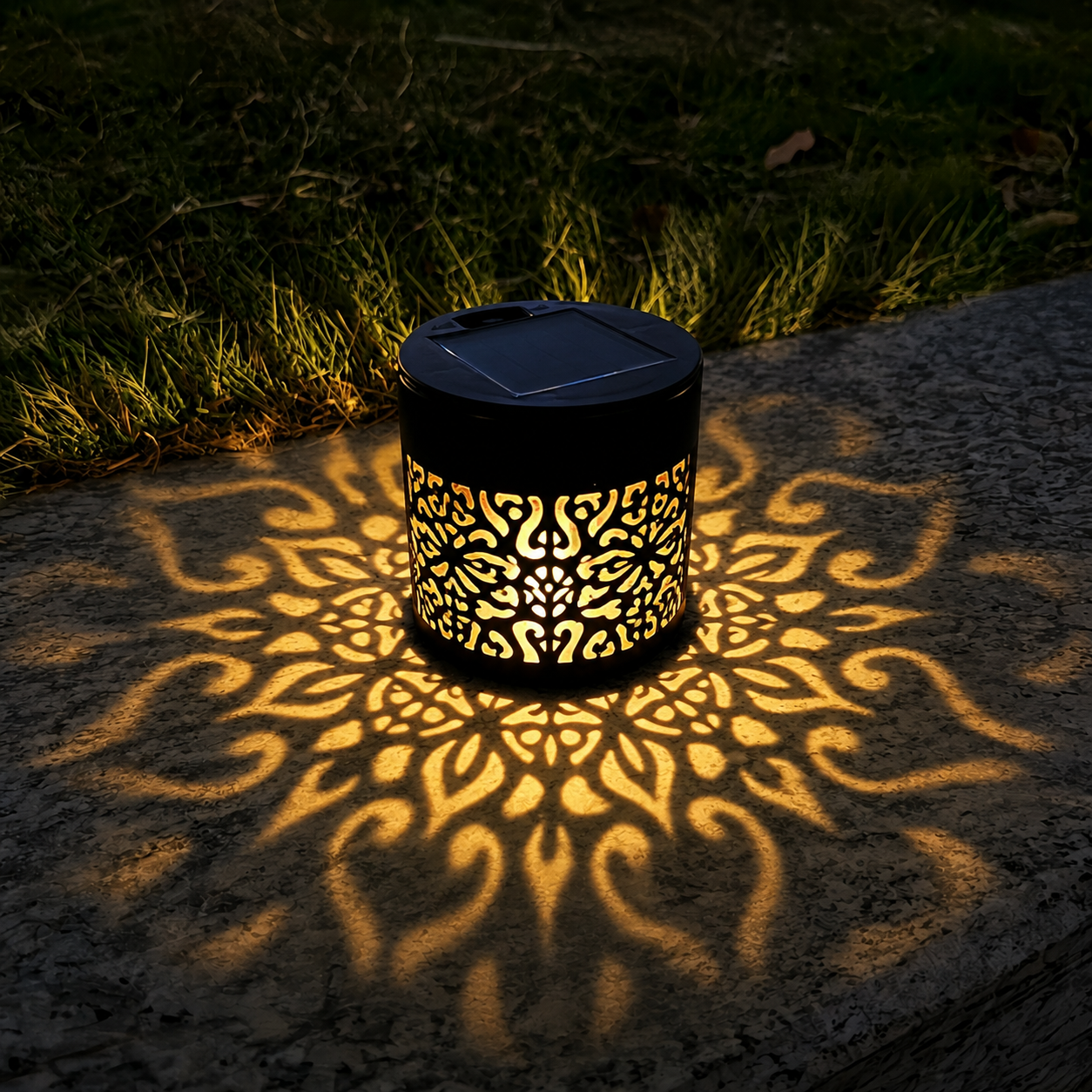Solar Wall Light Outdoor Mandala LED Waterproof Garden Path Fence Lighting Decor