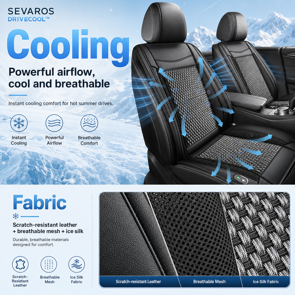 DriveCool Car Seat Cooling Cushion Ventilated Fan Pad