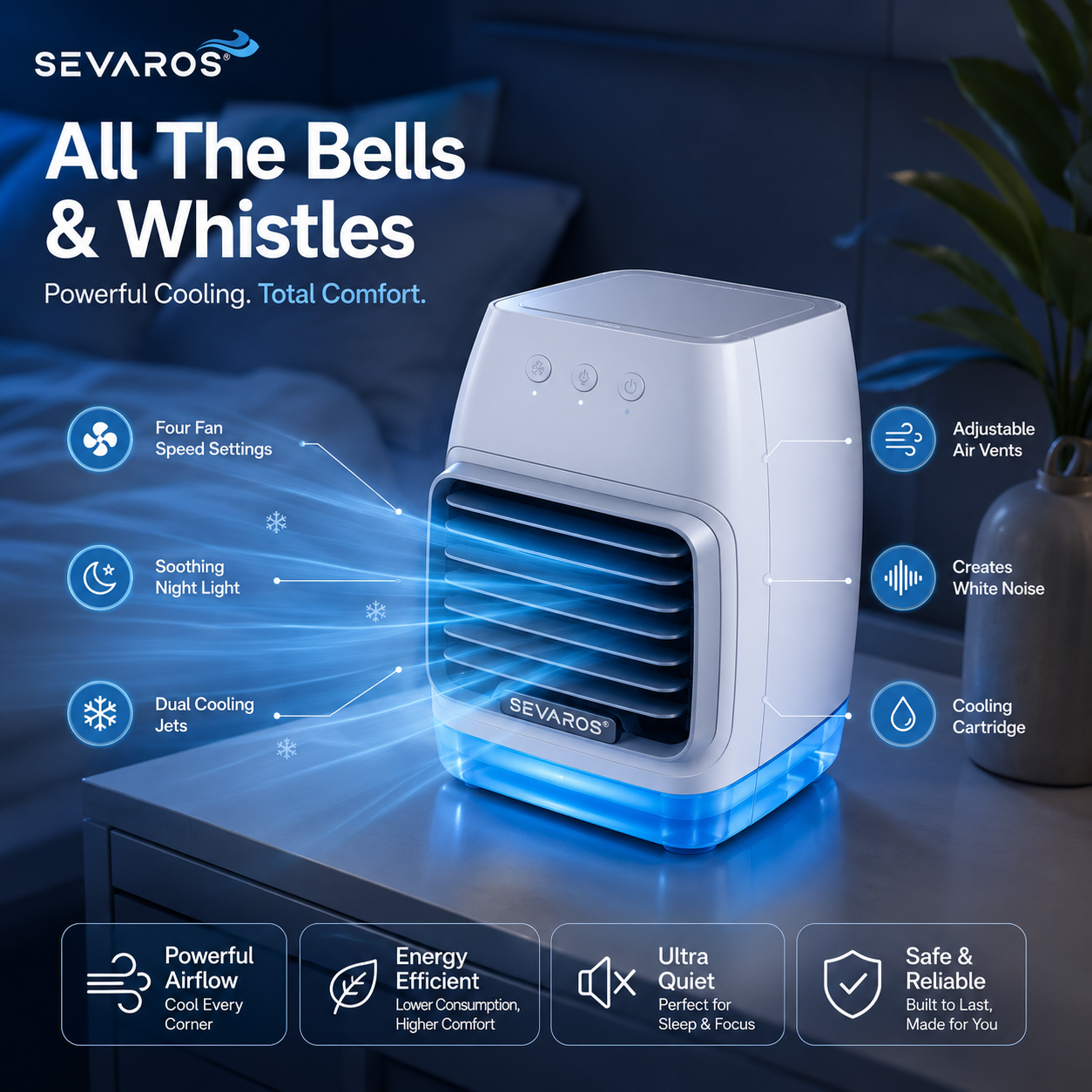 ChillZone Evaporative Air Cooler 4 Speed Portable Indoor