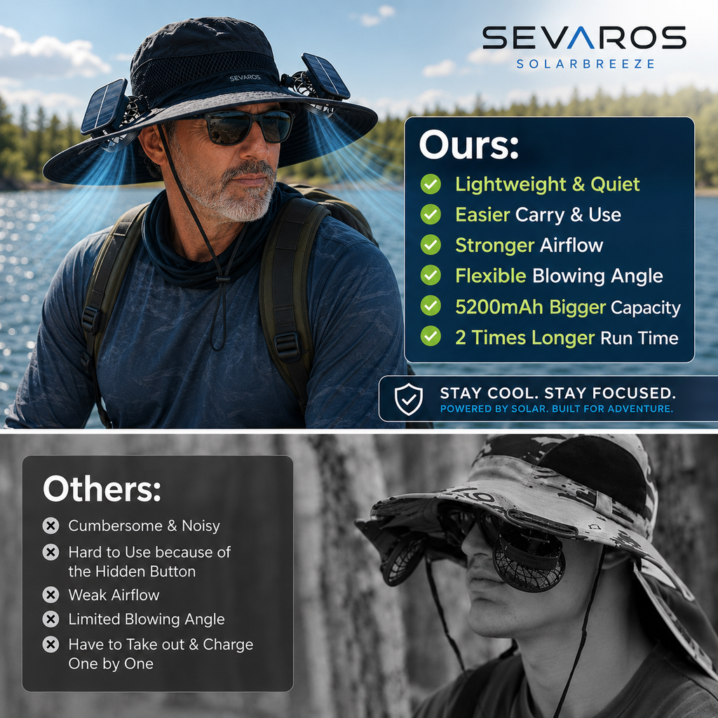 SolarBreeze Solar Powered Cooling Hat Dual Fan