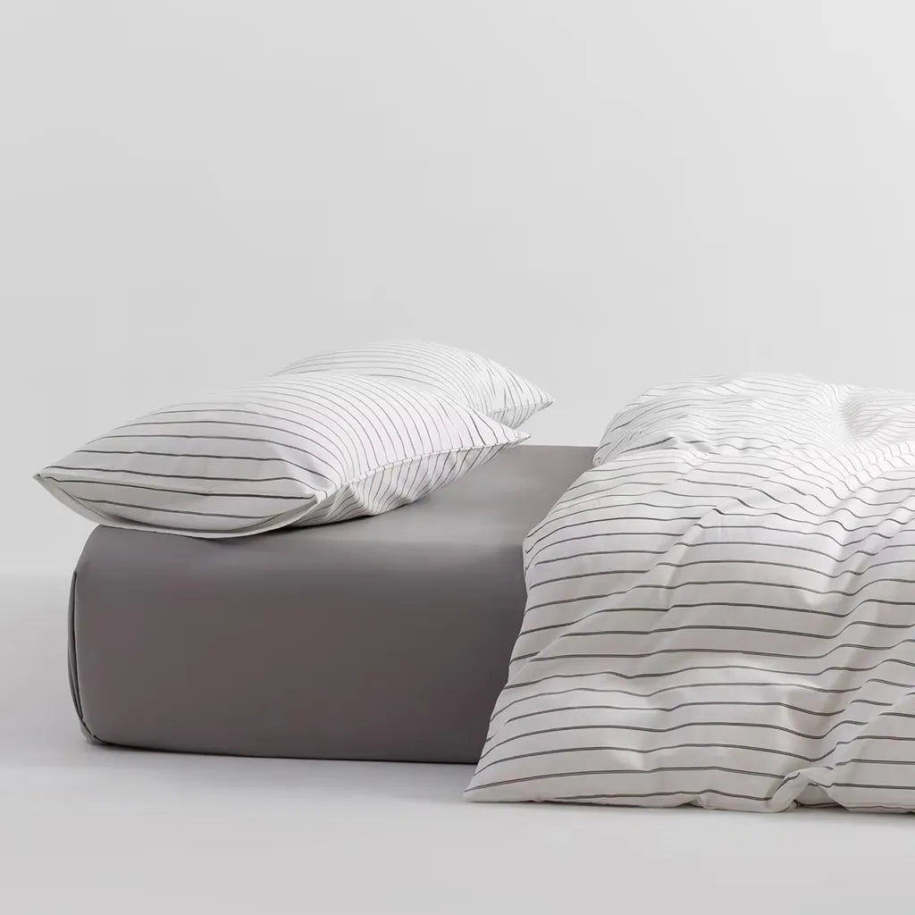 Classic Pinstripe Duvet Cover Elegant Cotton Bedding Bedroom