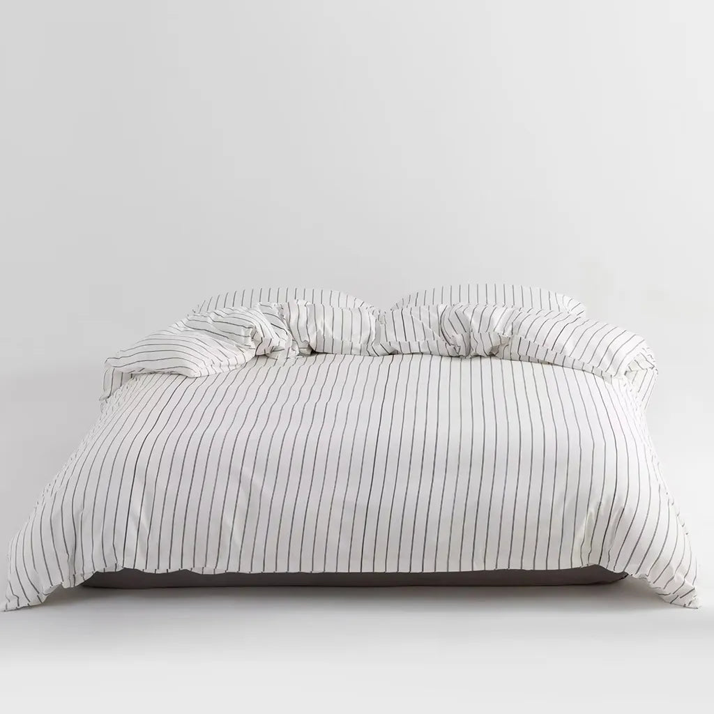Classic Pinstripe Duvet Cover Elegant Cotton Bedding Bedroom