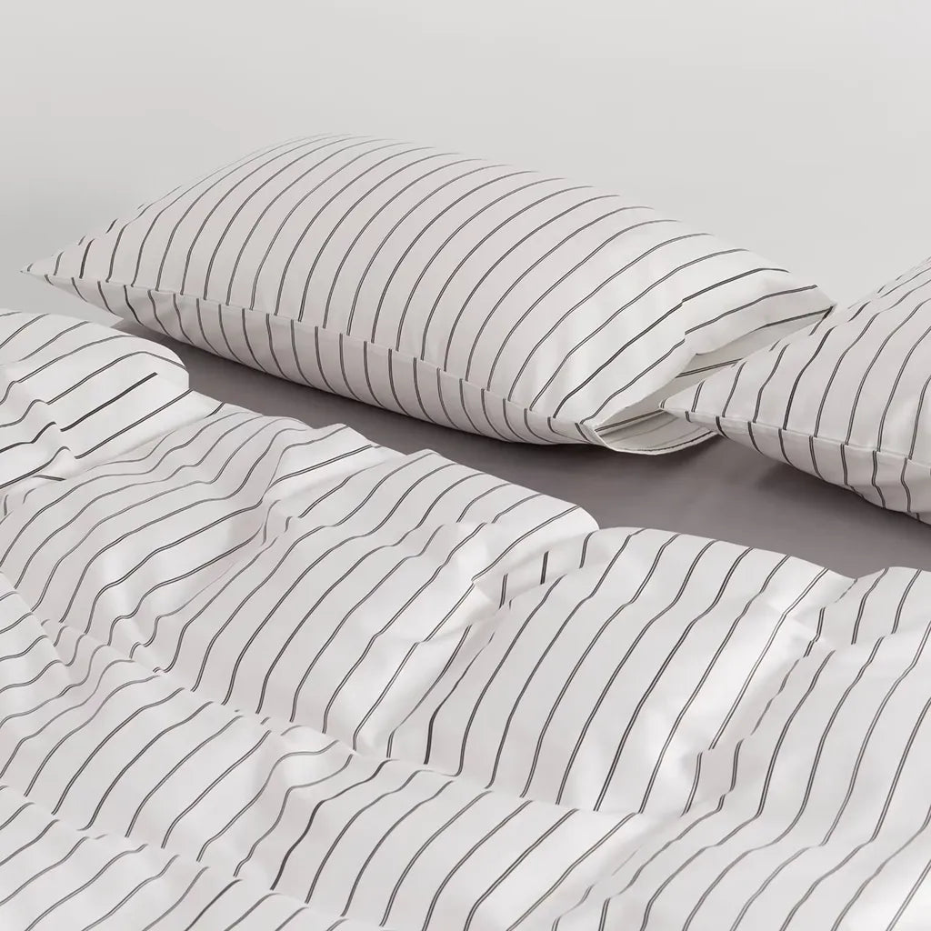 Classic Pinstripe Duvet Cover Elegant Cotton Bedding Bedroom