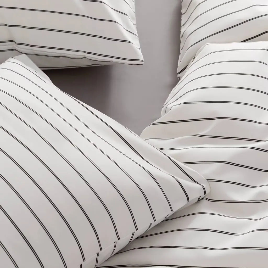 Classic Pinstripe Duvet Cover Elegant Cotton Bedding Bedroom