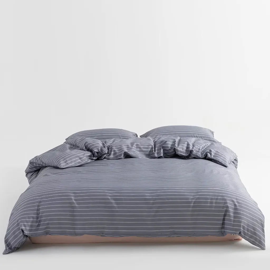 Classic Pinstripe Duvet Cover Elegant Cotton Bedding Bedroom