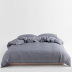 Classic Pinstripe Duvet Cover Elegant Cotton Bedding Bedroom