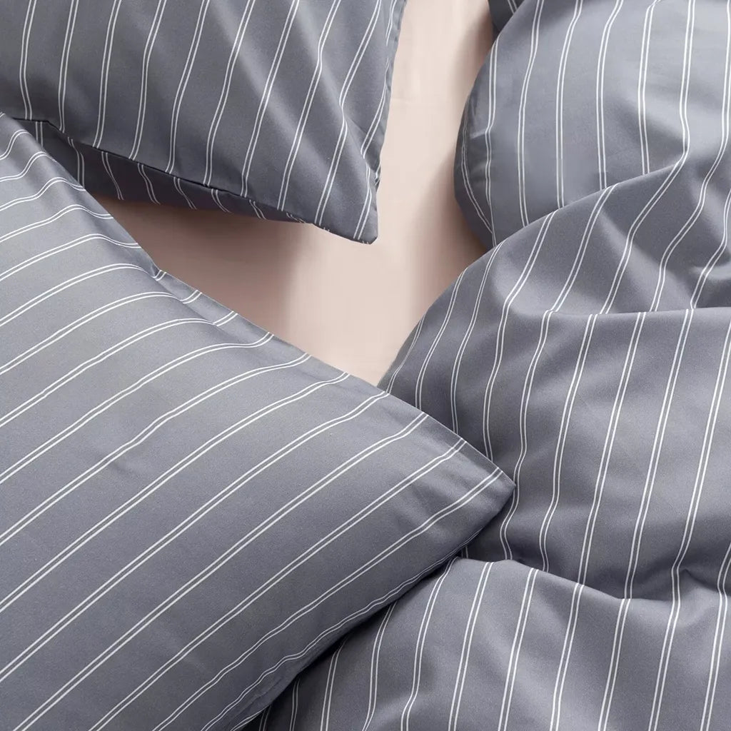 Classic Pinstripe Duvet Cover Elegant Cotton Bedding Bedroom