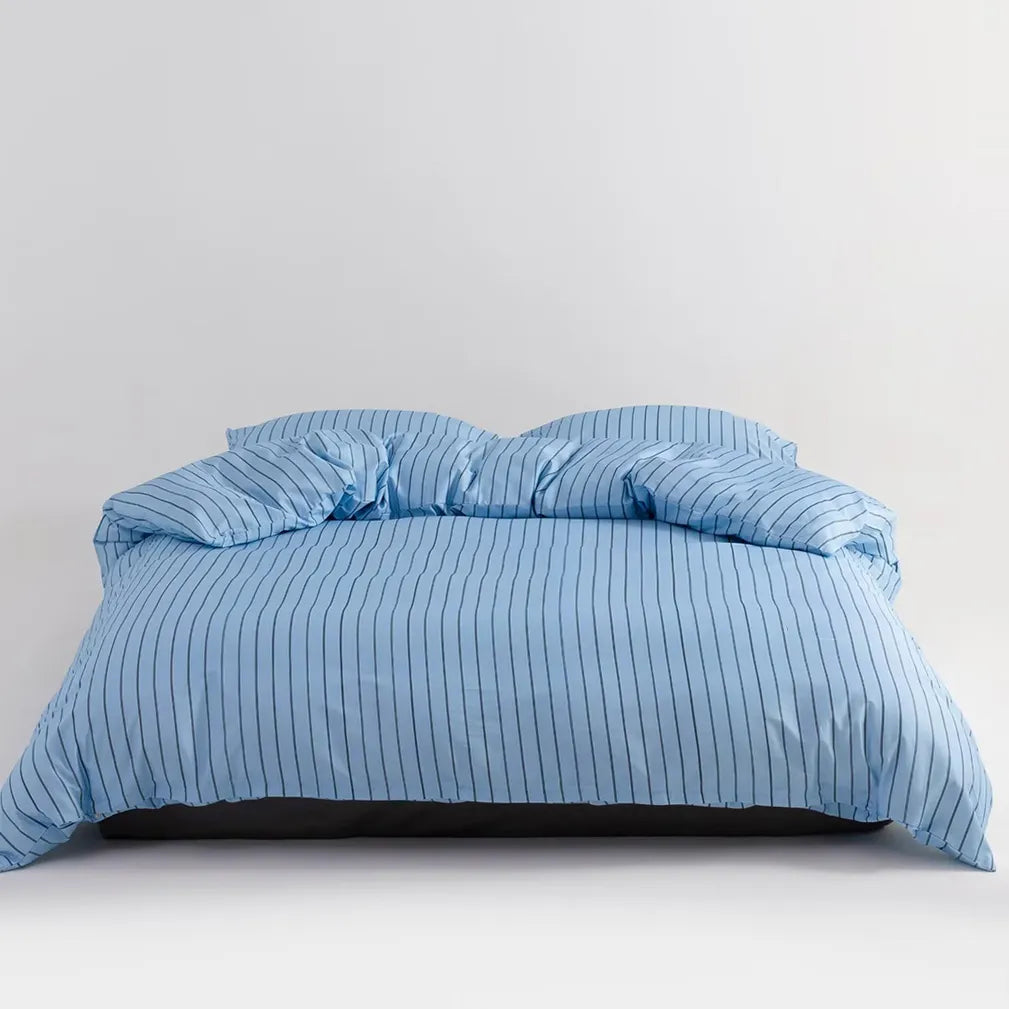 Classic Pinstripe Duvet Cover Elegant Cotton Bedding Bedroom