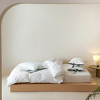 Contrast Bow Cotton Duvet Cover Elegant Bedroom Bedding