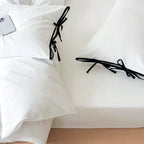 Contrast Bow Cotton Duvet Cover Elegant Bedroom Bedding