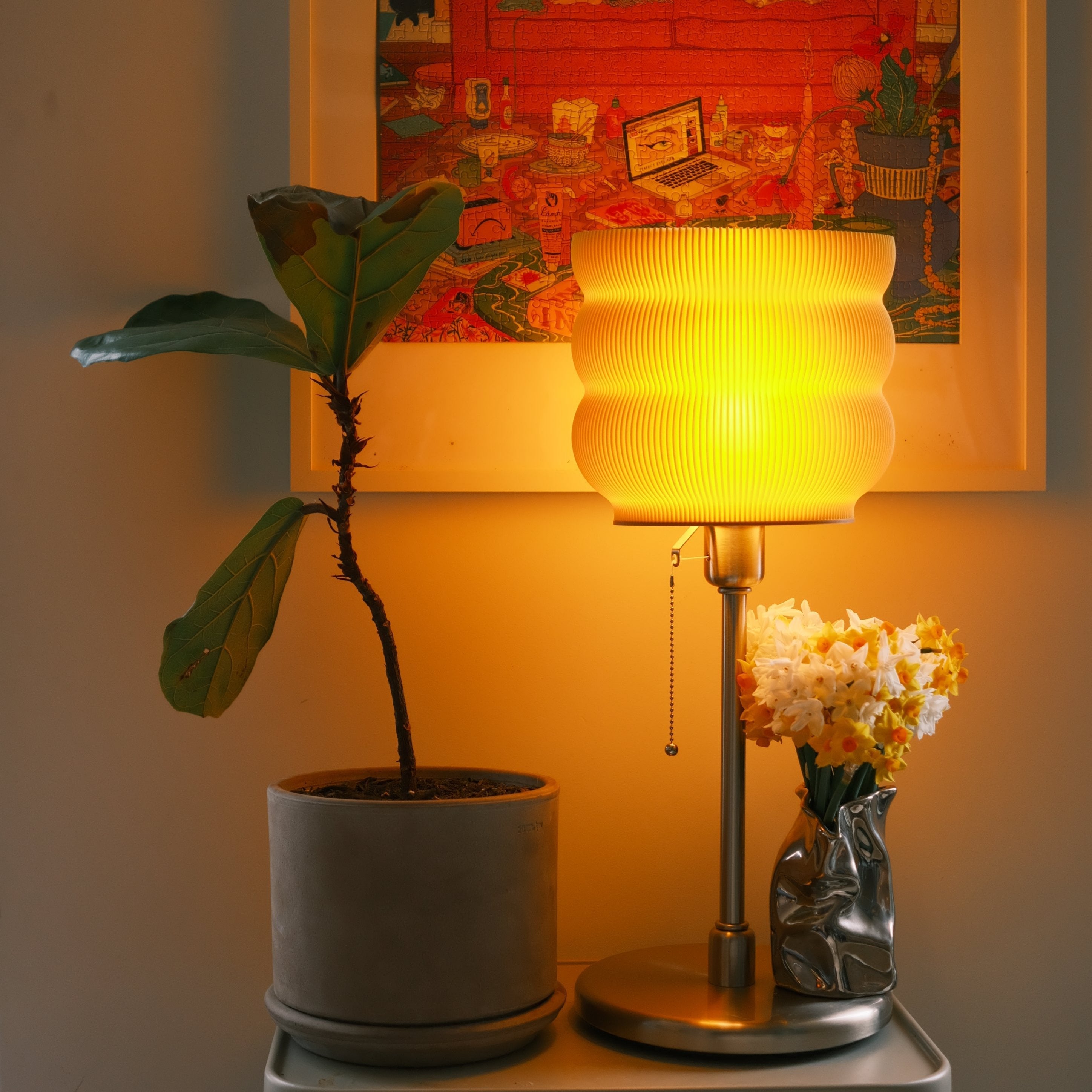 Big Yellow Table Lamp LED Sculptural Statement Decor Light Glenbrookhome