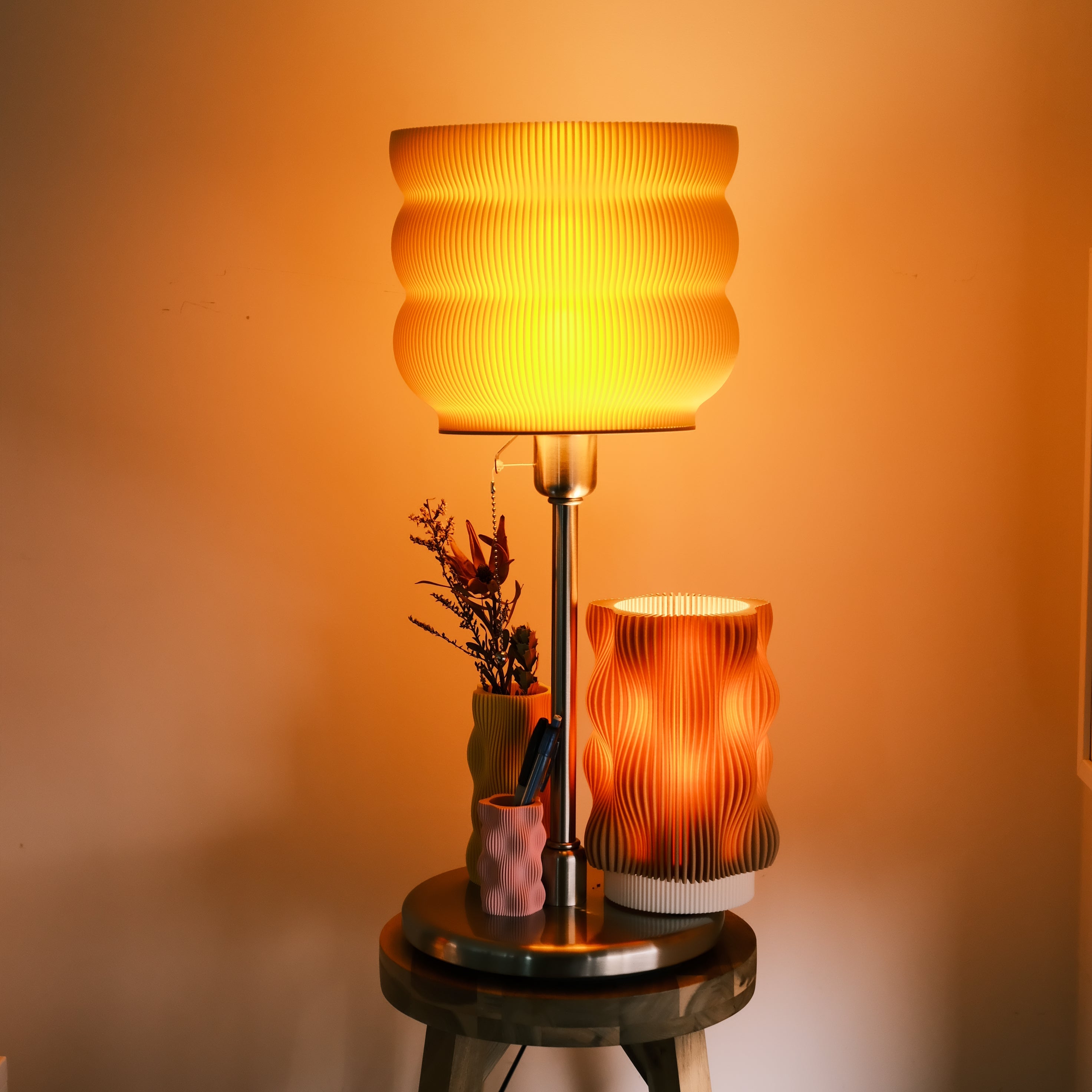 Big Yellow Table Lamp LED Sculptural Bedside Light Decor Glenbrookhome