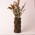 Wavy Vase Chocolate Brown Ribbed Ceramic Home Decor Glenbrookhome