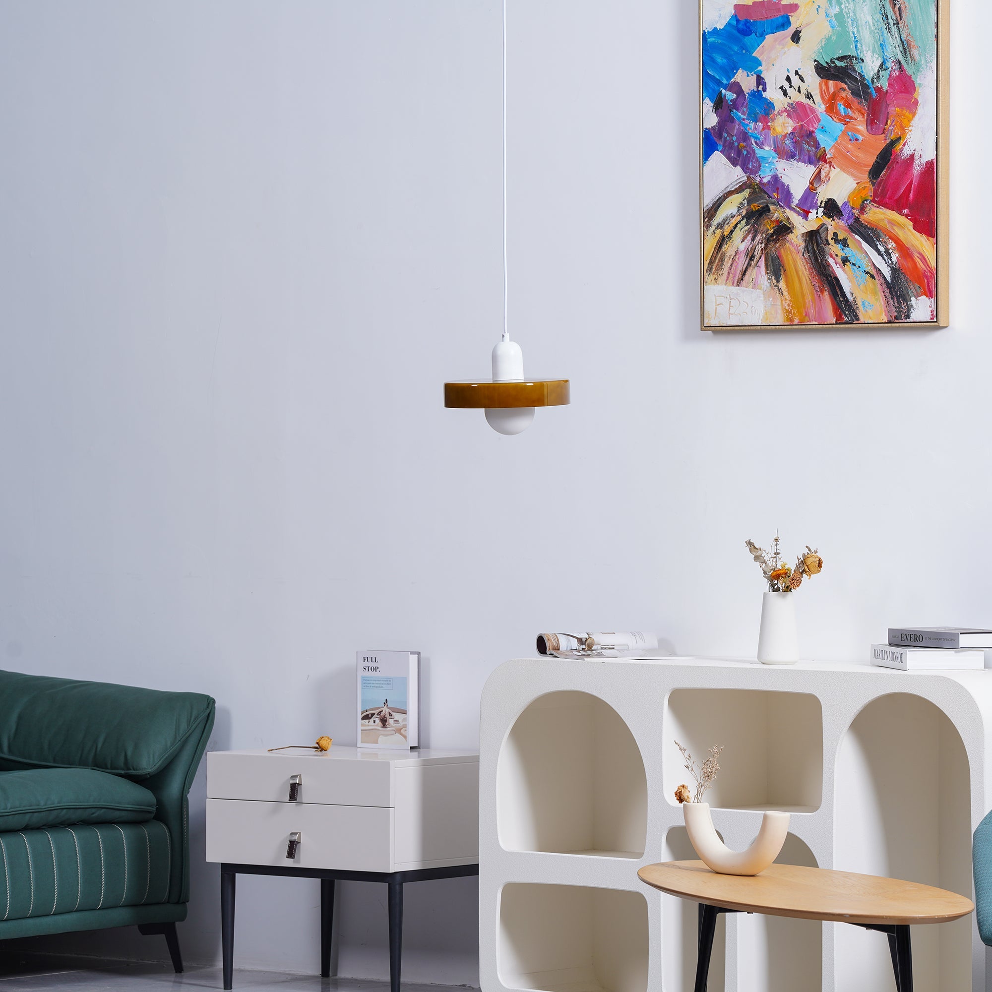 Modern Disc Orb LED Pendant Lamp – Minimalist Globe Hanging Light 1-Light