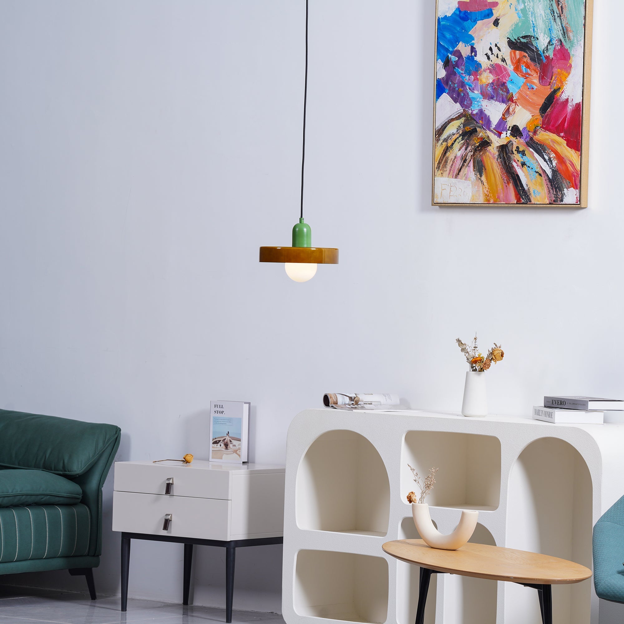 Modern Disc Orb LED Pendant Lamp – Minimalist Globe Hanging Light 1-Light