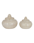 Tarn Neutral Glazed Lidded Pot Decorative Planter