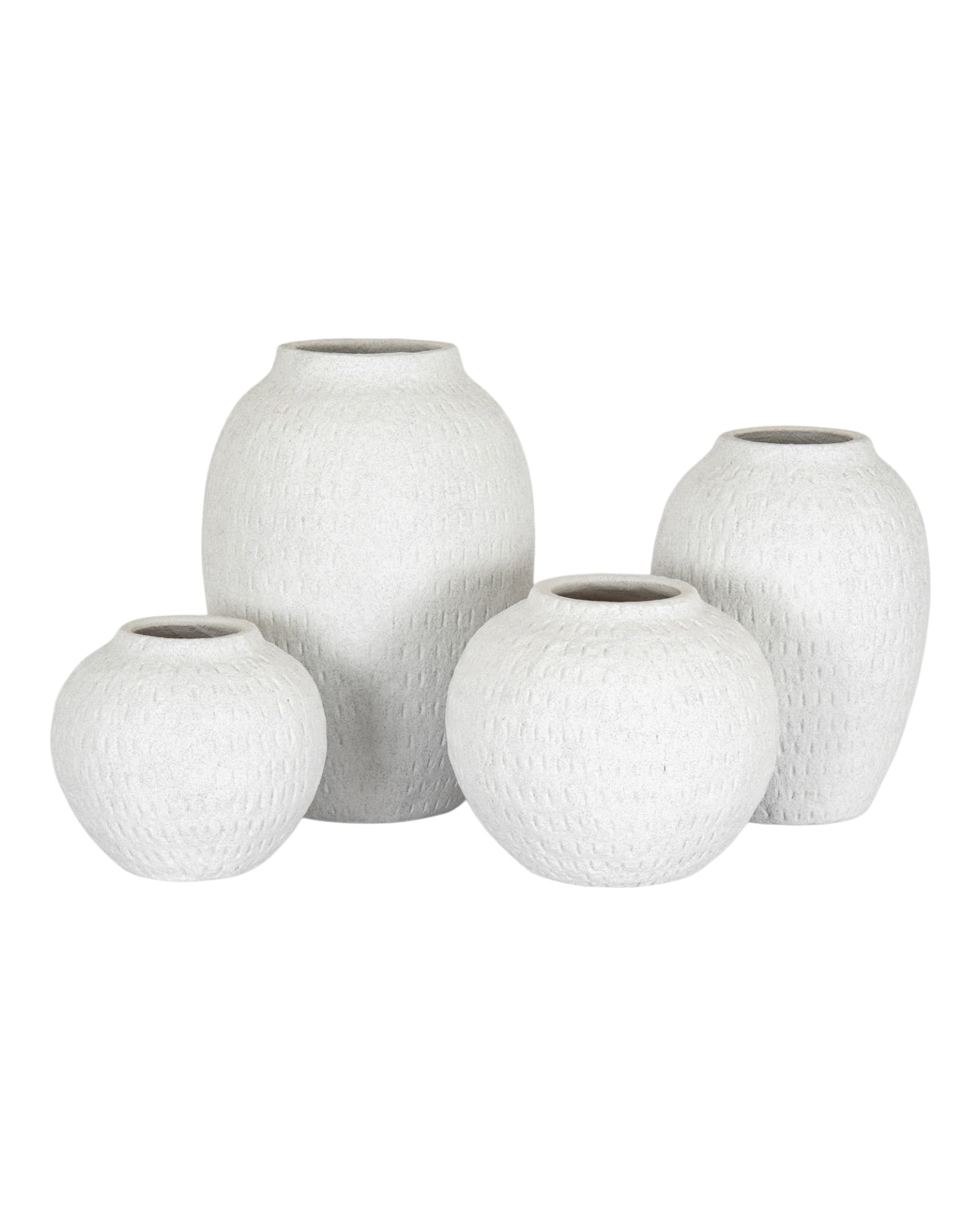 Ashen White Matt Round Vase Modern Home Decor