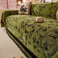 Chenille Sofa Cover - Floral Jacquard Couch Throw - Pet Friendly & Anti-Slip