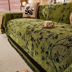 Chenille Sofa Cover - Floral Jacquard Couch Throw - Pet Friendly & Anti-Slip