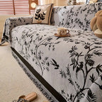 Chenille Sofa Cover - Floral Jacquard Couch Throw - Pet Friendly & Anti-Slip