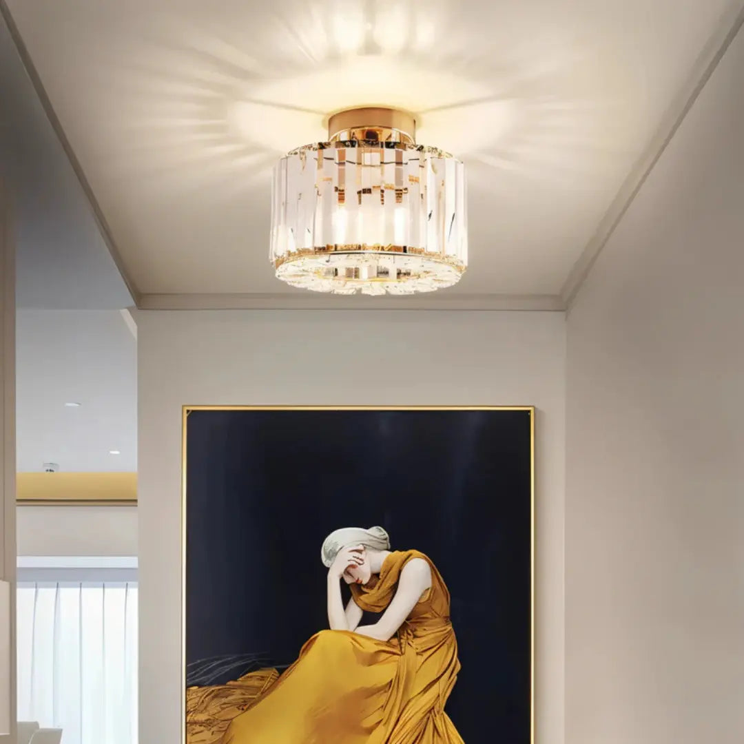 Elegant Crystal Flush Mount Ceiling Light Fixture – Modern LED Ceiling Lamp for Living Room and Bedroom Decor