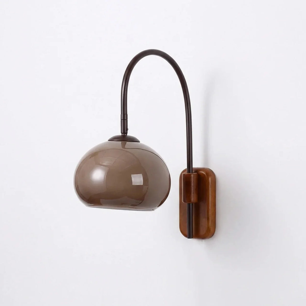 European Solid Wood Glass Globe Wall Sconce Lamp 1-Light