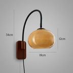 European Solid Wood Glass Globe Wall Sconce Lamp 1-Light