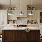 French Ruffled Glass Brass Pendant Light 1-Light