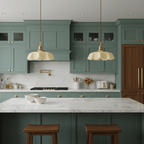 French Ruffled Glass Brass Pendant Light 1-Light