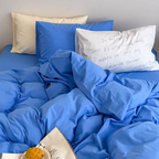 French Blue Duvet Cover Elegant Cotton Bedding Bedroom Decor
