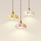 French Ruffled Glass Brass Pendant Light 1-Light