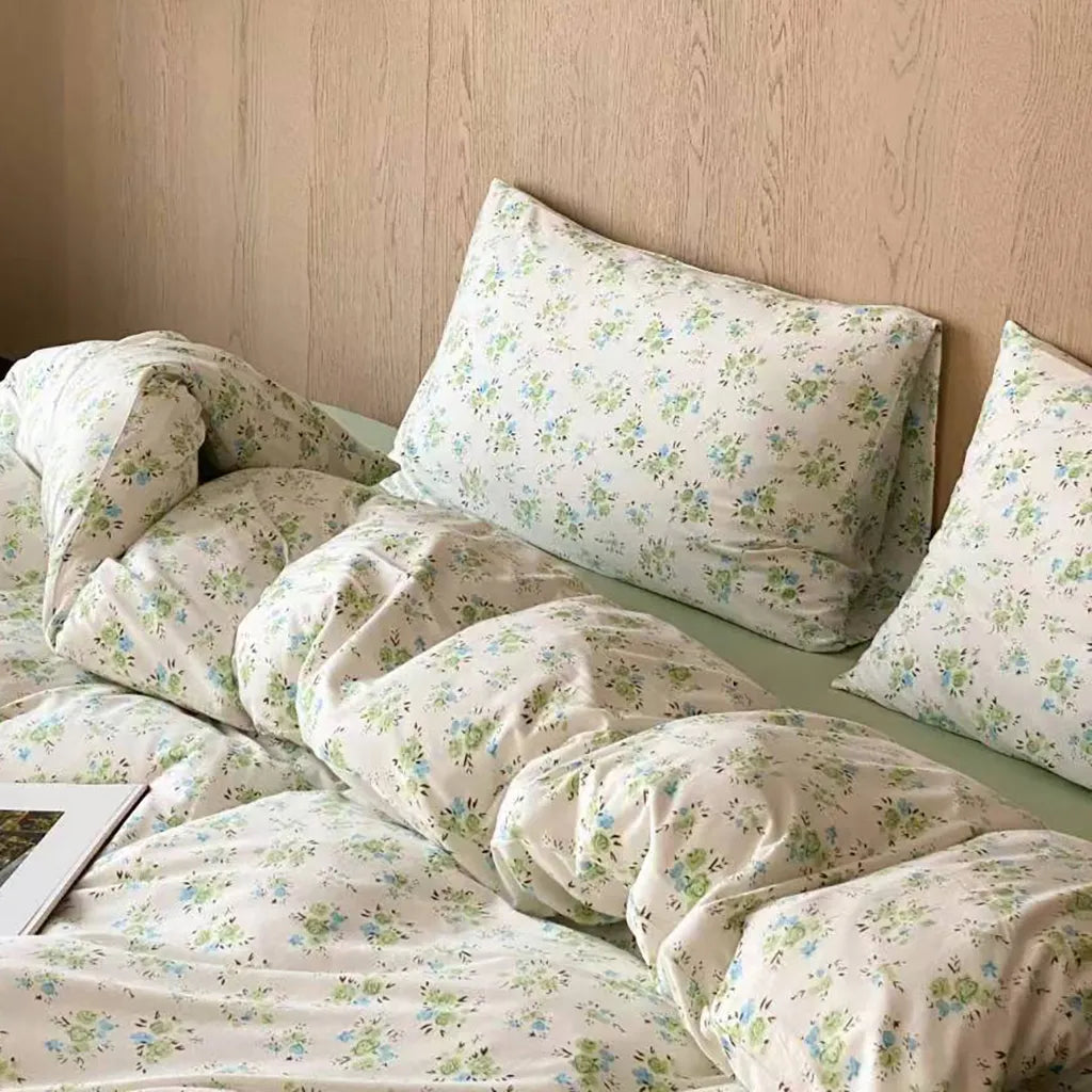 Garden Mist Floral Bedding Set Cotton Duvet Cover Pillowcase
