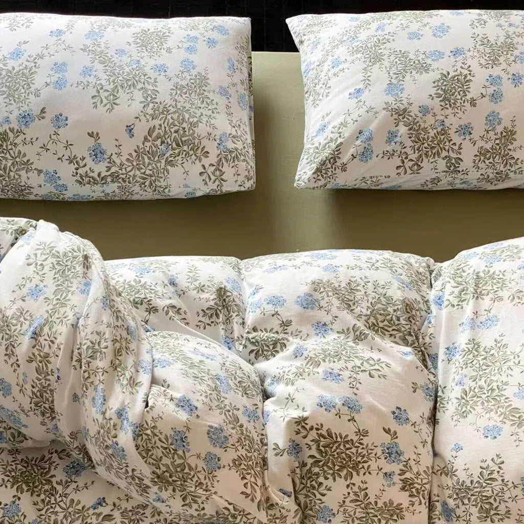 Garden Mist Floral Bedding Set Cotton Duvet Cover Pillowcase