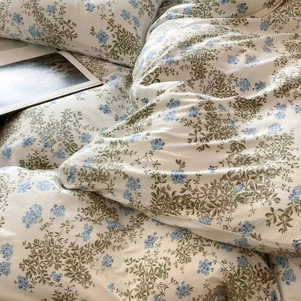 Garden Mist Floral Bedding Set Cotton Duvet Cover Pillowcase