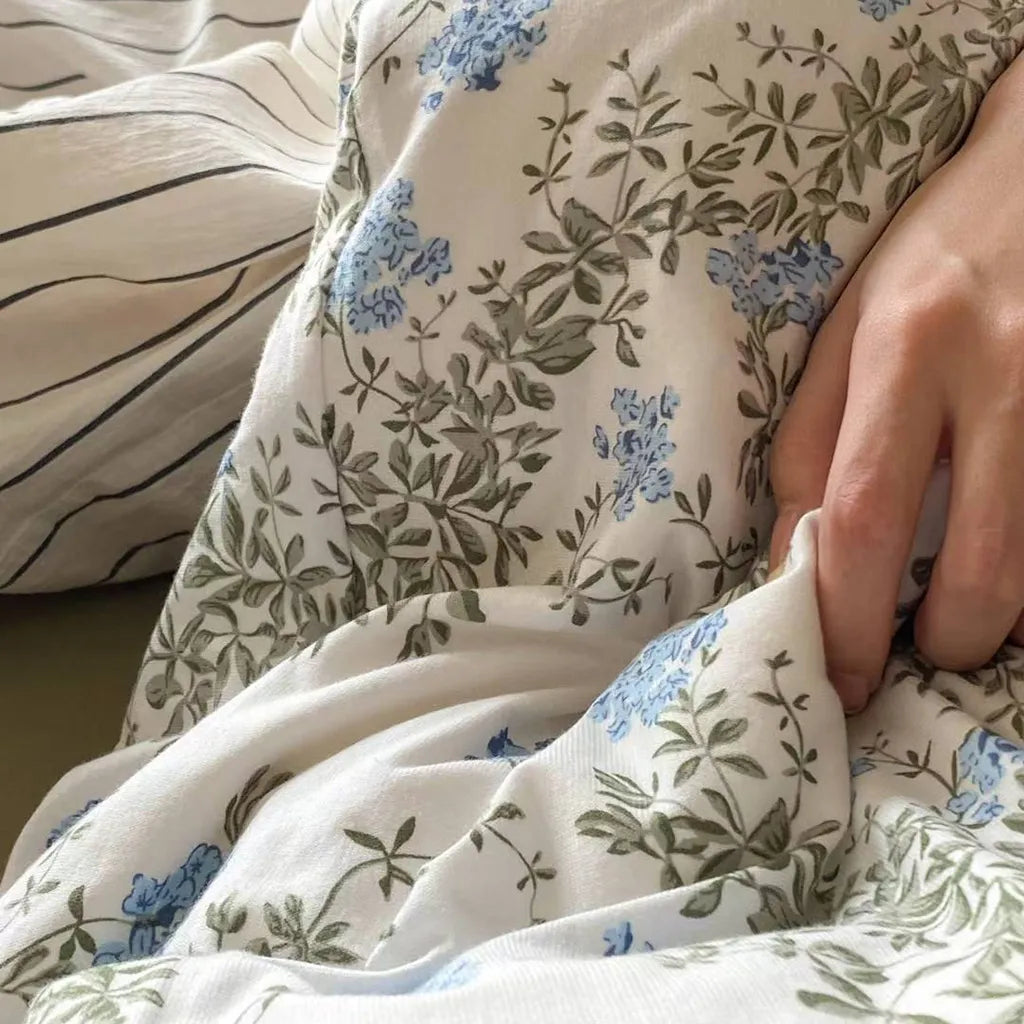 Garden Mist Floral Bedding Set Cotton Duvet Cover Pillowcase