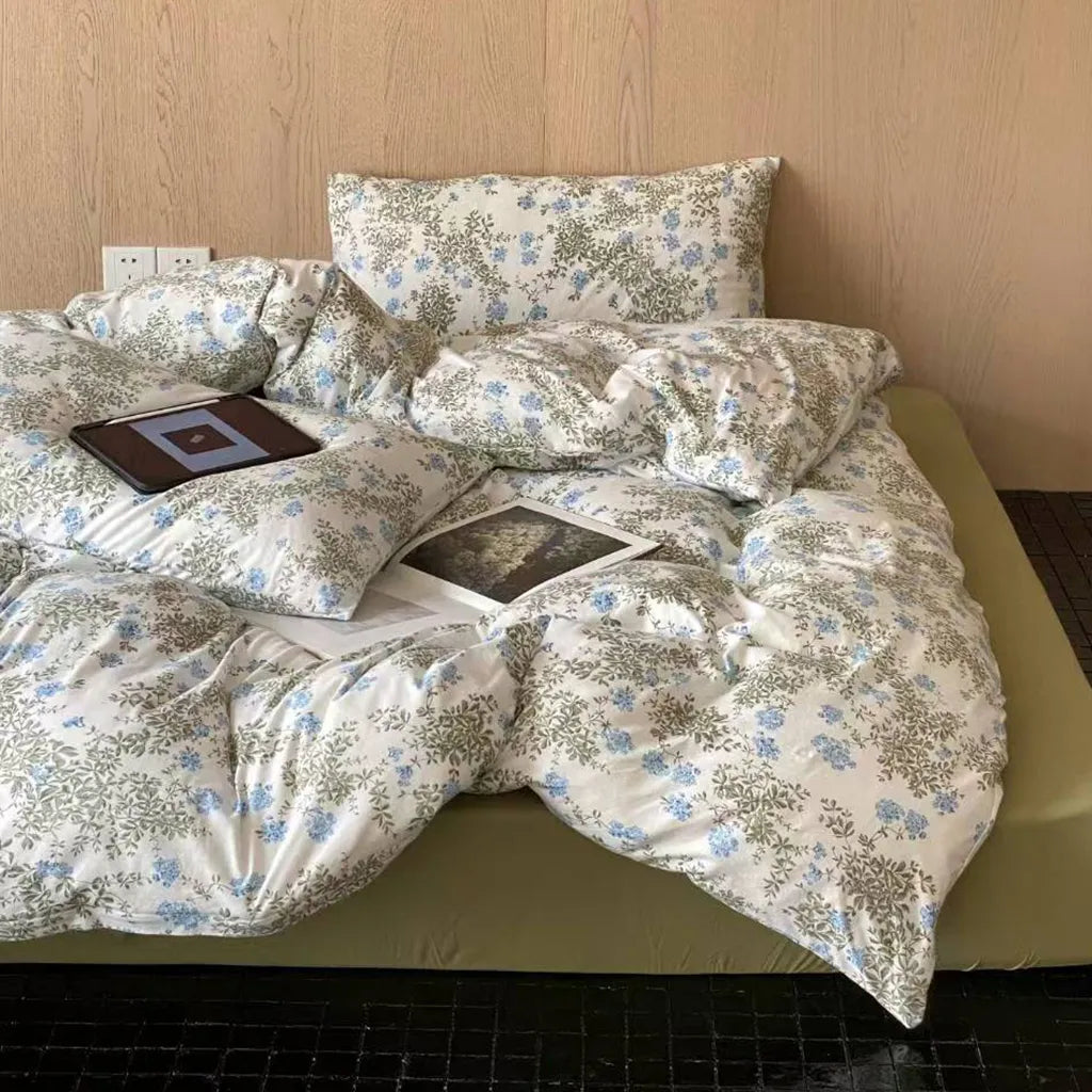 Garden Mist Floral Bedding Set Cotton Duvet Cover Pillowcase