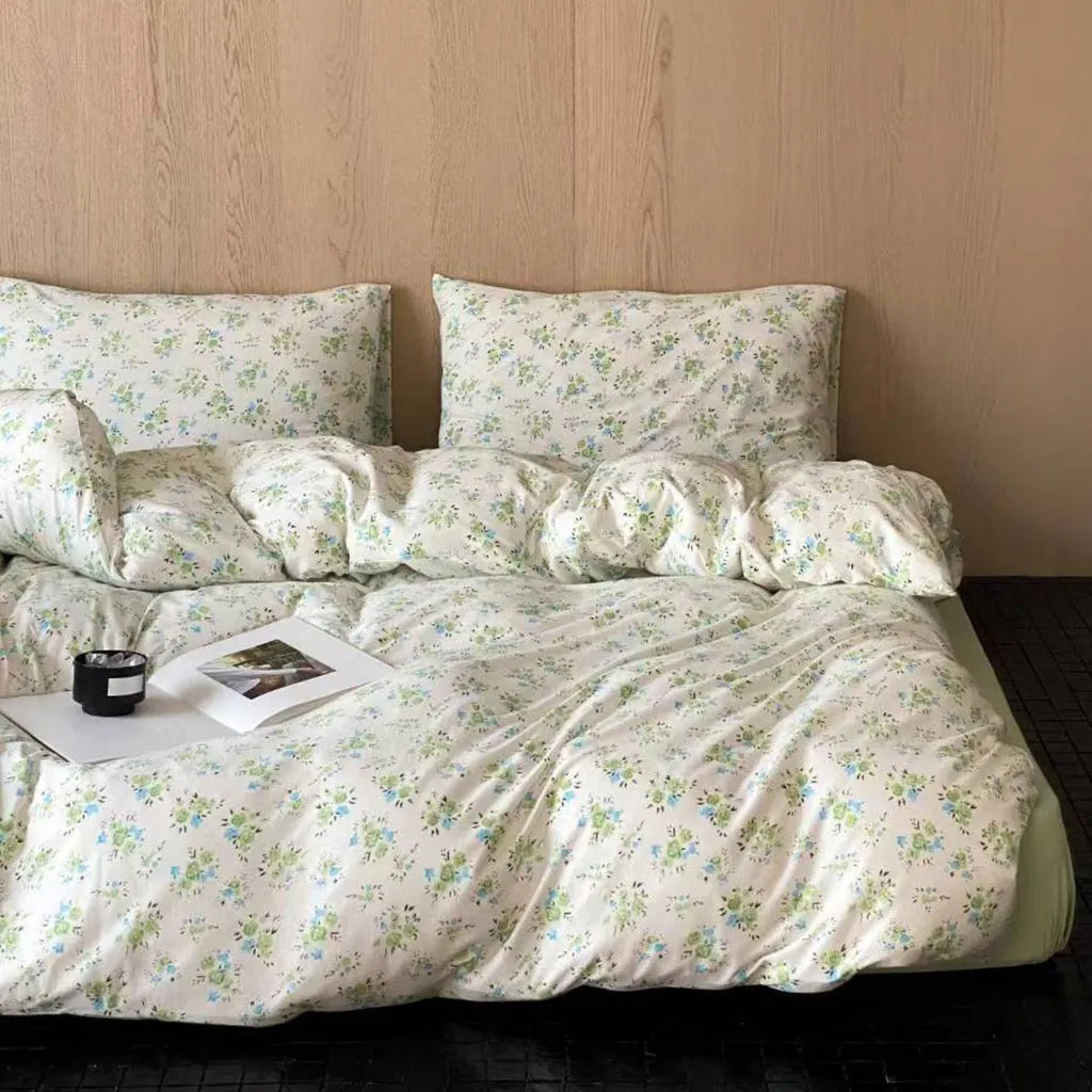 Garden Mist Floral Bedding Set Cotton Duvet Cover Pillowcase