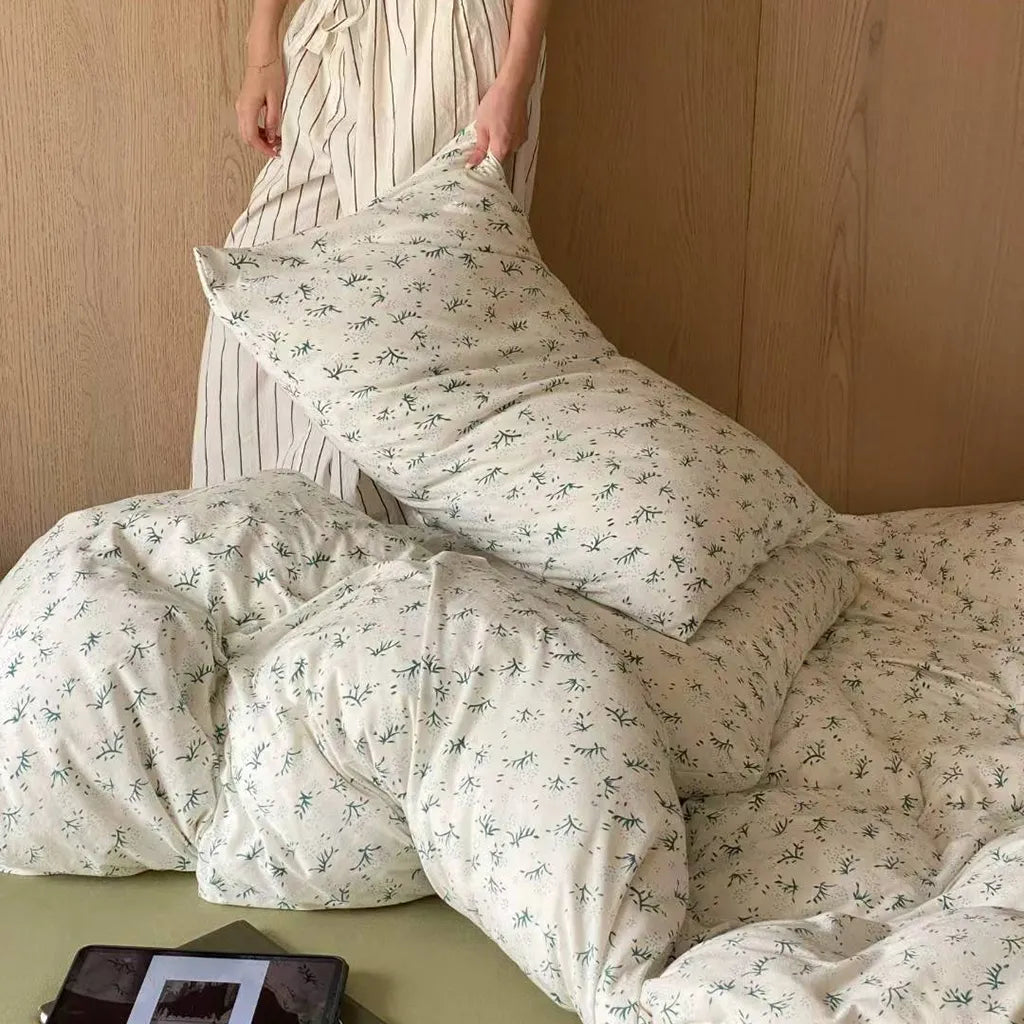 Garden Mist Floral Bedding Set Cotton Duvet Cover Pillowcase