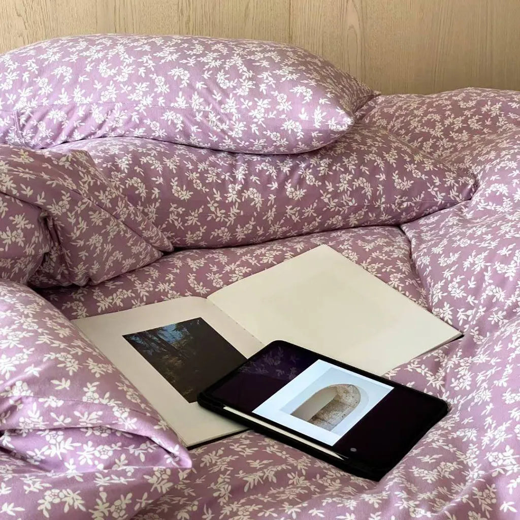 Garden Mist Floral Bedding Set Cotton Duvet Cover Pillowcase