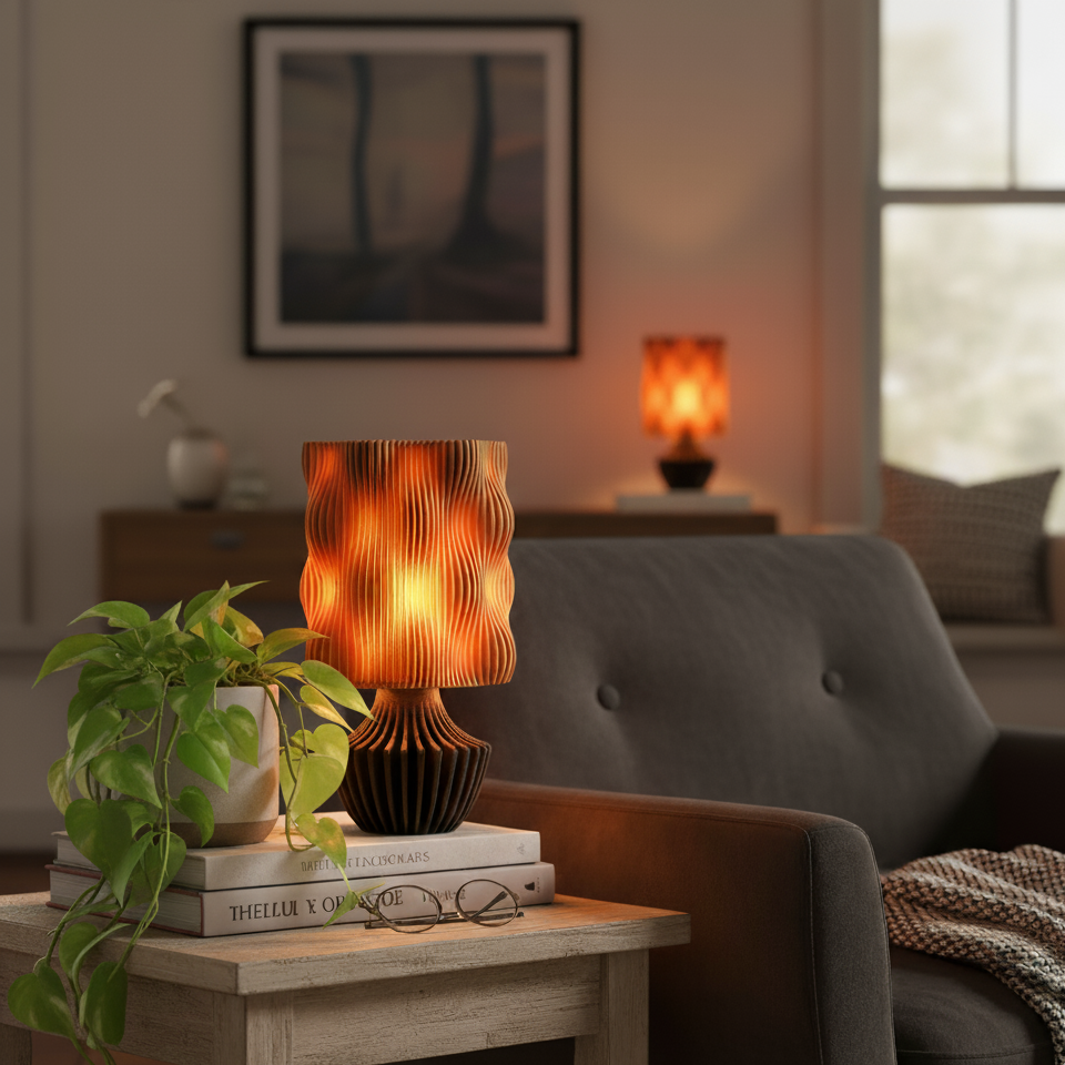Mocha Ceramic Table Lamp Warm Boho Aesthetic Bedroom Home Decor