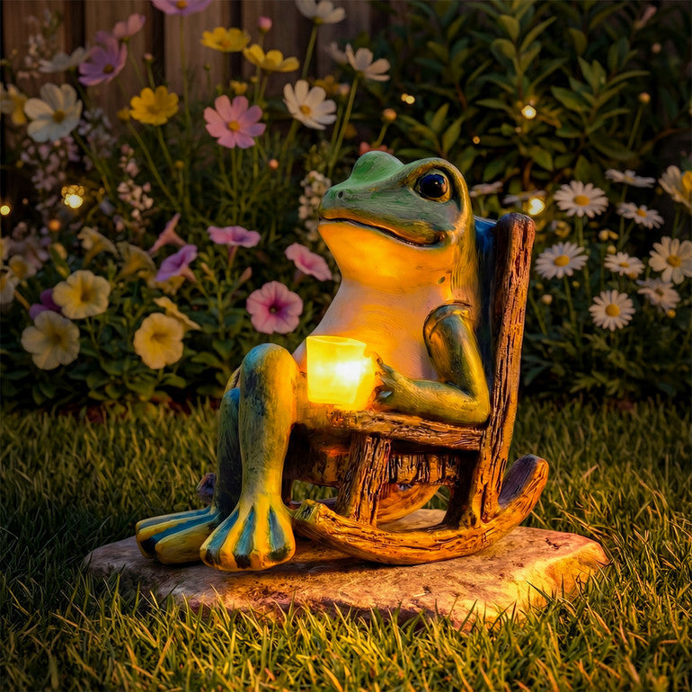 Solar Garden Frog Light Outdoor LED Resin Glowing Frog Statue Pathway Garden Decor