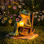 Solar Garden Frog Light Outdoor LED Resin Glowing Frog Statue Pathway Garden Decor