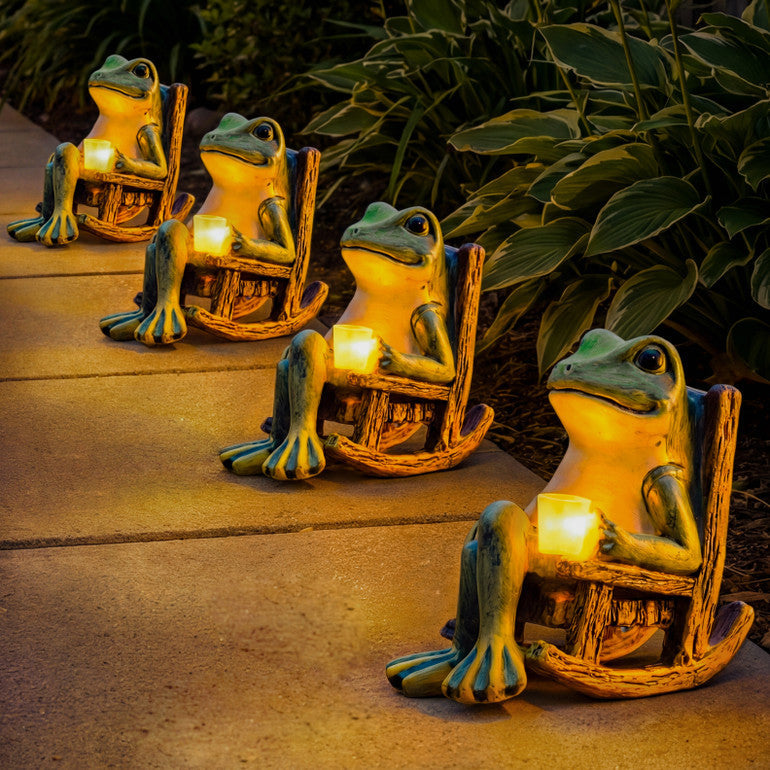 Solar Garden Frog Light Outdoor LED Resin Glowing Frog Statue Pathway Garden Decor