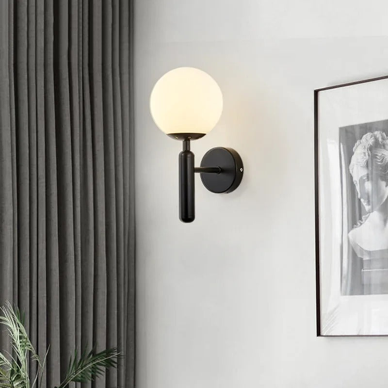 Nordic Brass Glass Globe Wall Sconce LED 1-Light